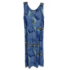 Jams World Womens Catamaran Dress Size L Blue Ocean Sailing Midi Pockets